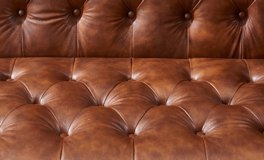 Chestnut Chesterfield 3 Seater Leather Sofa